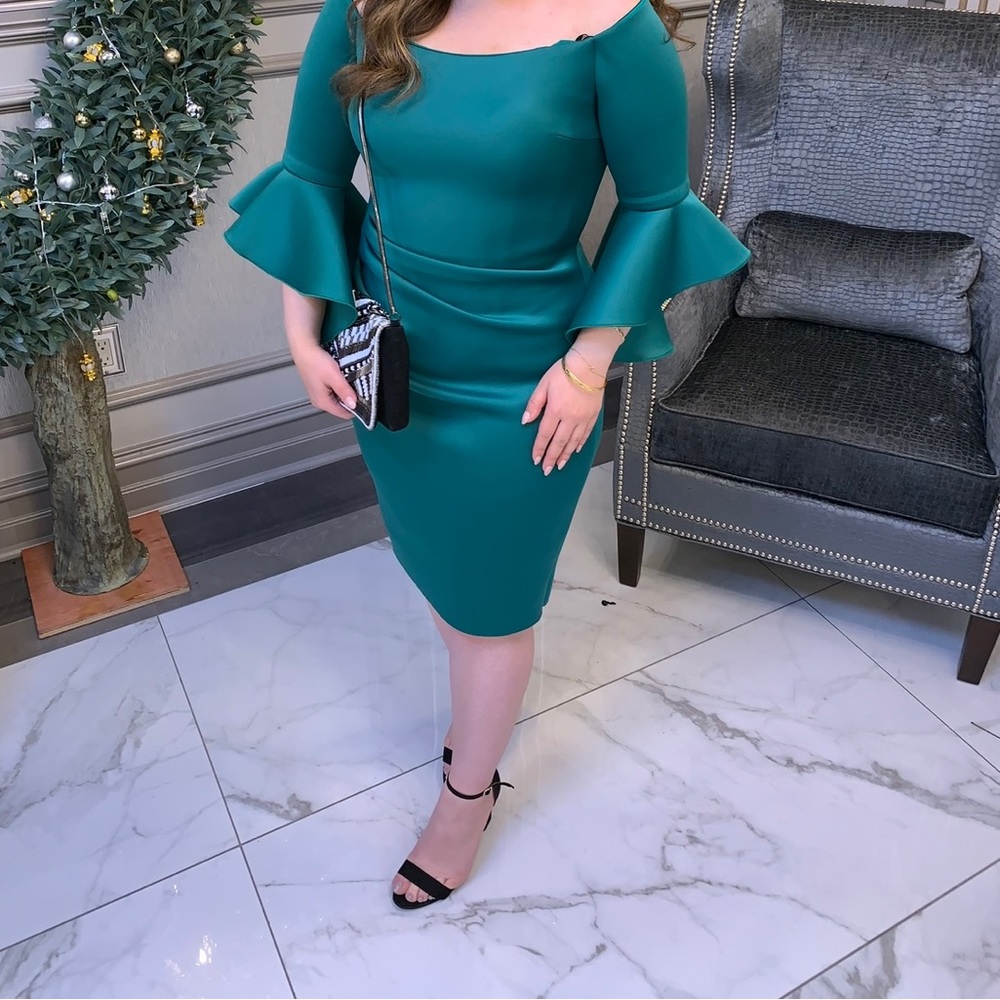 Betsy & Adam Emerald Midi Dress